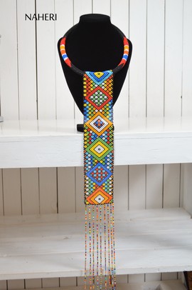 African Multi color Beaded Necklace | Zulu Beaded Long Neck Piece