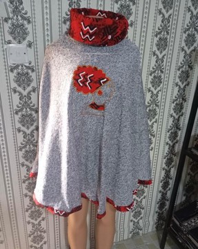 Ponchos, African Print Women Poncho, Grey Knit Clothes