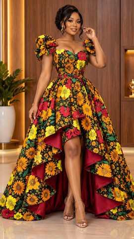 Robe de cérémonie Ankara à ourlet asymétrique, robe Zaram
