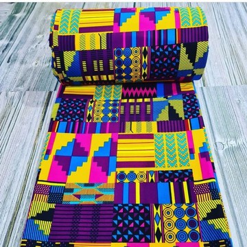 Blue and red Ankara fabric for African fashion