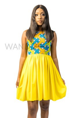 African Wax and Jersy Mix Halter Neck Dress, Ankara Dress, African Womens Clothing, Womens Clothing