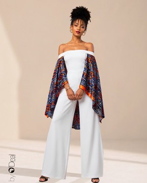 Maxi wide jumpsuit with cape