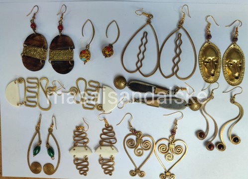 Brass earrings , brass and bone earrings , Wholesale brass earrings
