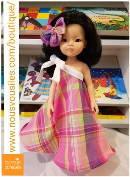 Ly Colibri Dolls (mixed race Asian) - Pink Madras