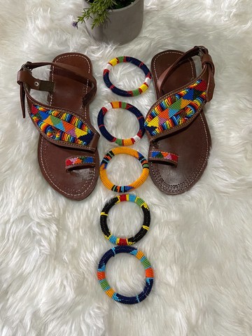 Kenyan Beaded Sandals /Masai Sandals / Maasai Slippers / African Beaded Shoes