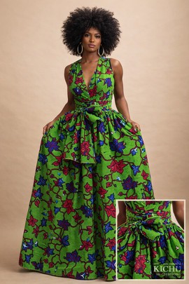 Robe longue infinity feuilles de patate