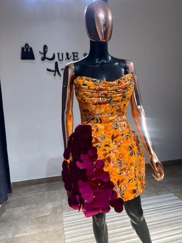 Short dinner dress, short after party dress, after party dress, orange dress