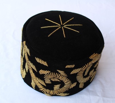 Velvet Stoned Crown Wedding Hat,  Traditonal Beaded Cap, African Mens Hat, African Wedding Hat