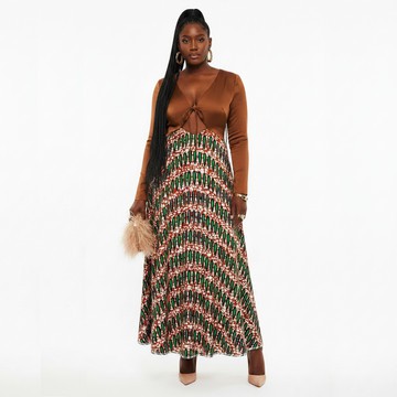 Robe longue imprimée en soie et coton Niola | MA