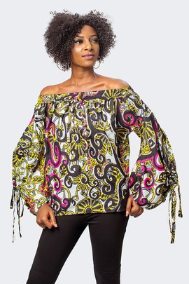African Print Off the Shoulder Top, Off the Shoulder Print Top
