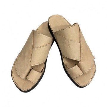 Sandale en cuir véritable Noir fait main mode homme