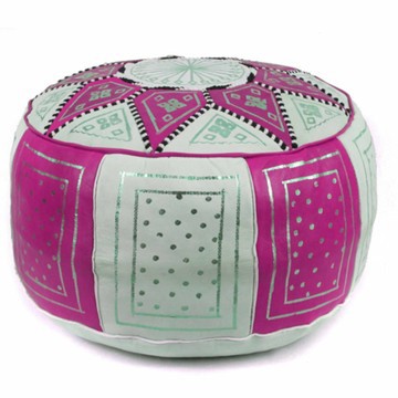 Large pouffe in real Natural Rose leather