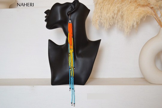 African fringe earrings beaded long earrings
