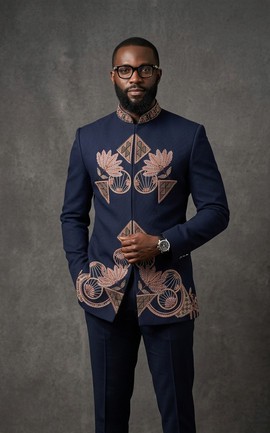 Embroidered safari jacket and pant