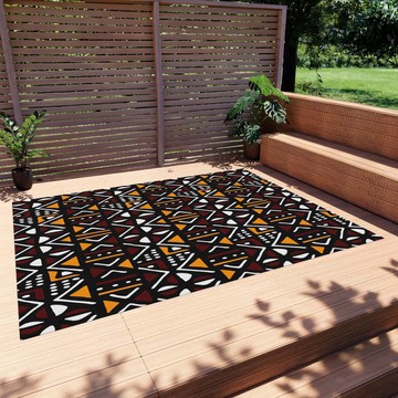 Mudcloth Outdoor Rugs Deep Traditional Design Carpet (LARGER SIZES AVAILABLE)