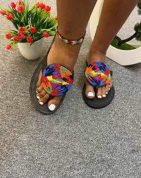 Kenyan Beaded Sandals /Masai Sandals / Maasai Slippers / African Beaded Shoes