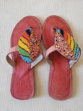 African beaded sandals, Masai sandals, African leather sandals, Beach sandals, Boho sandals