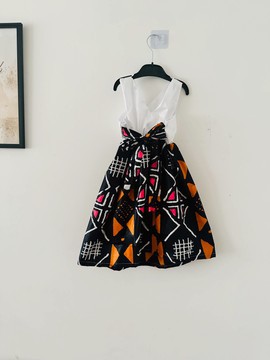 Girl's dress in bazin and Bogolan