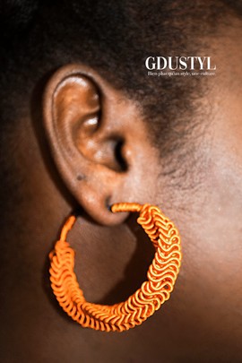 Orange twisted hoop