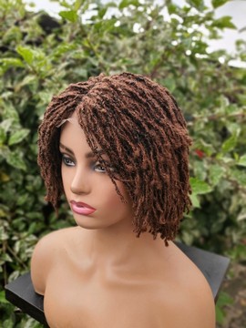 Light Aurburn single part layered sisterlocs wig ,synthetic dreads wig,skinny locs wig