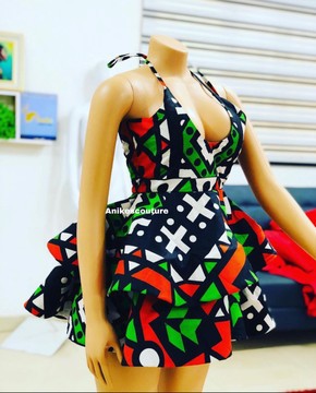 Short Ankara dress, African womens clothing, African midi dress