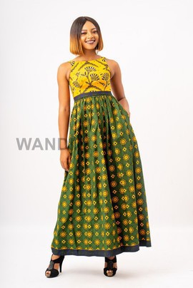 Robe longue ensoleillée à imprimé africain vibrante, Robe longue Ankara, cadeau pour elle, Vêtements africains pour femmes