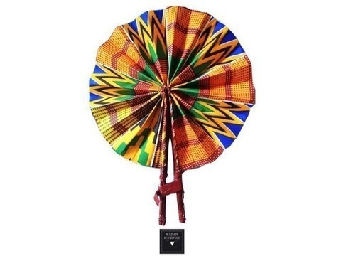Blue and orange leather and wax fan