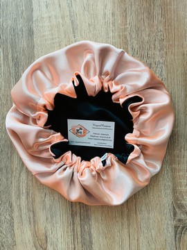 Satin nightcap - double-sided - black- nude salmon