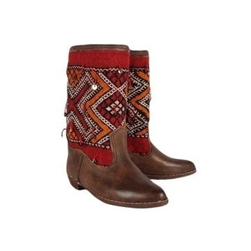 BIG SALE! Genuine leather boots with Kilim Handmade by Cuiroma craftsmen in Morocco