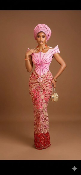 Embellished Pink and Red Gown