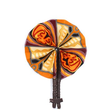 Hand Fan - Golden Glittery Kente Print -