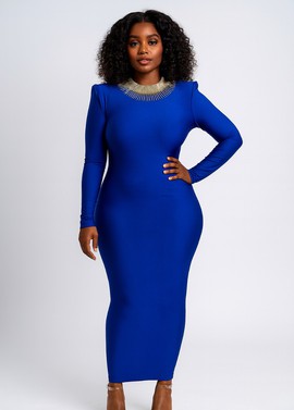 Royal Blue Bodycon Maxi Dress - Marichou