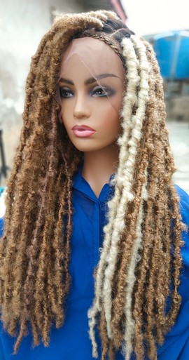 Distressed faux locs,Braids wig,wig for black women, full wig,faux locs,free shipping