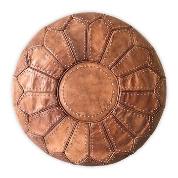 Pouf en vrai cuir naturel Marron pour salon