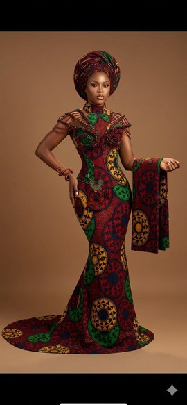 Robe sirène Ankara traditionnelle multicolore