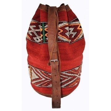 BIG SALE! Leather and Kilim Backpack Handmade in Morocco by Cuiroma craftsmen