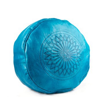 Grand pouf en vrai cuir Naturel Marron