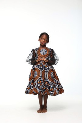 Robe Priya en tissu wax, Robe pour fille en tissu africain, Robe d'anniversaire, Robe de fête