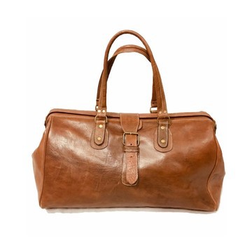 Handmade genuine leather travel bag with shoe compartment - Large weekend bag