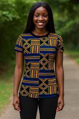 Relaxed Chic Kente Print Women T-shirt - Afro Pattern