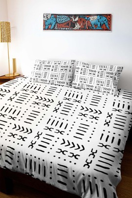 Parure De Draps Reine Wakanda Masques Africains - Marron Chocolat - Tout Doux