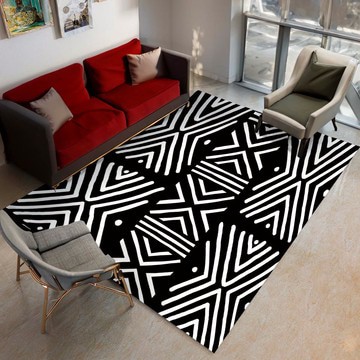 Native Rug Black and White Zigzag Carpet (LARGER SIZES AVAILABLE)