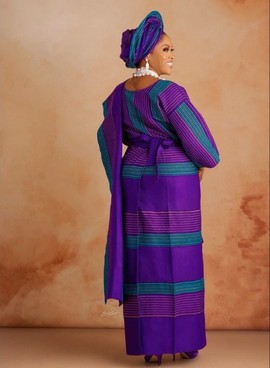 Traditional women's African aso oke Iro and Buba set,4 piece for women