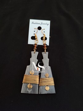 Brass earrings , brass and bone earrings , Wholesale brass earrings