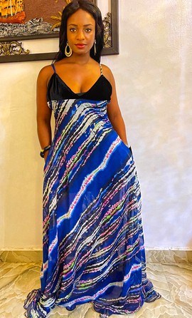 Maxi Slip Dress Sexy et Chic en Mousseline d'inspiration Africaine
