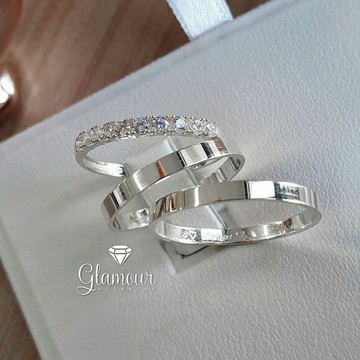 14k white gold Glitter Ring/wedding/engagement/gift/fashion rings for couple