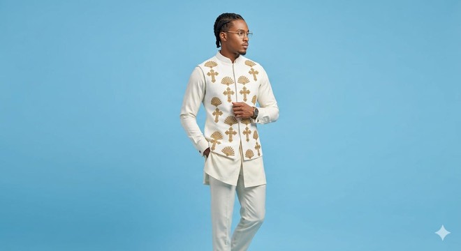 Classic kaftan and trouser with embroidery