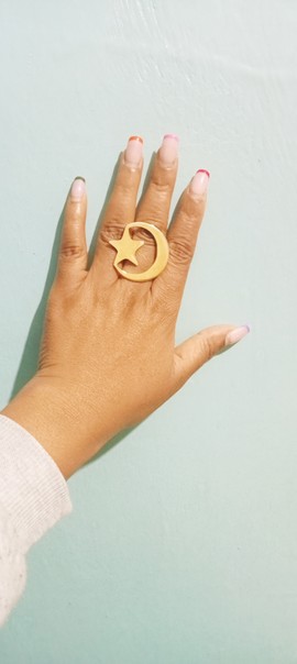 Bague demi lune, bague lune et étoile, bague laiton, bague ajustable, bijoux africains