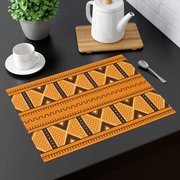 (TWO PIECES) Tabletop Placemat African Boho Mudcloth Print (MORE SIZES AVAILABLE)