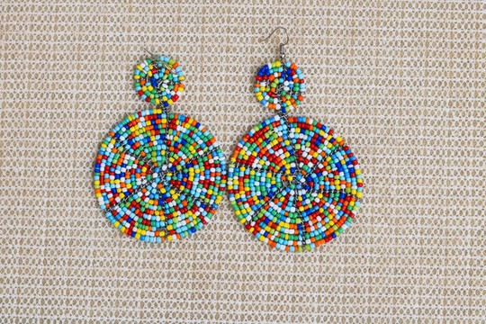African Beaded earrings, Beaded Fringe earrings, Elegant earrings, Tribal earrings, Boho earrings
